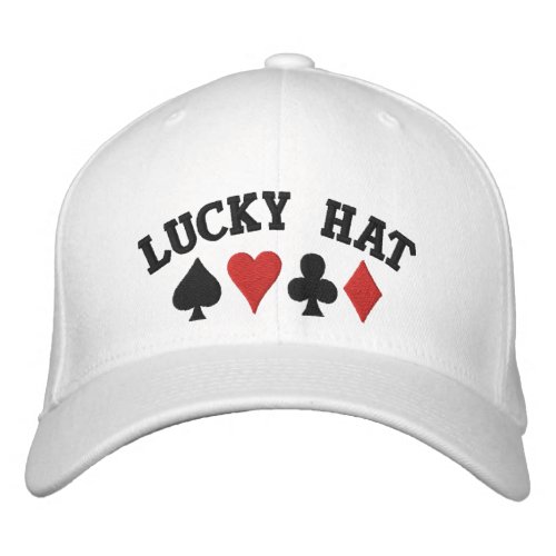 Lucky Hat Playing Card Suits Embroidered Baseball