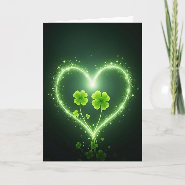 Lucky Heart Clover Green Card (Front)