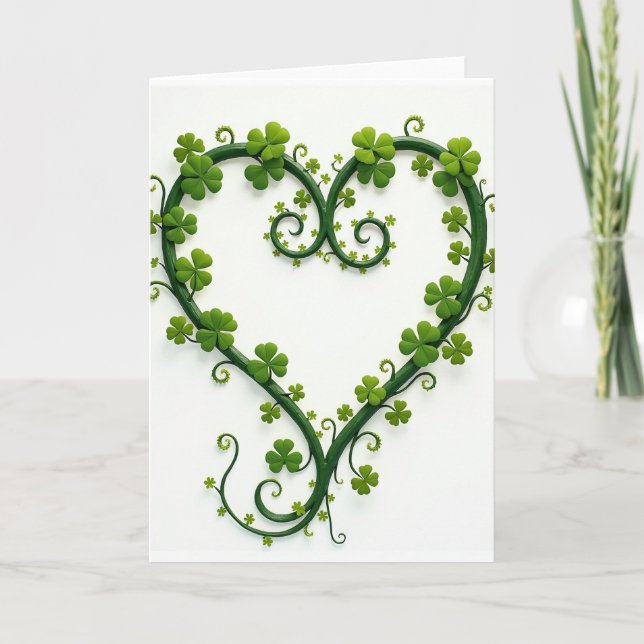 Lucky Heart Clover Vine Card (Front)