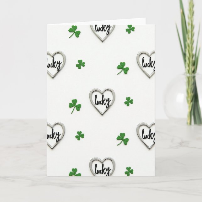 Lucky Hearts Clover Good Fortune Card (Front)