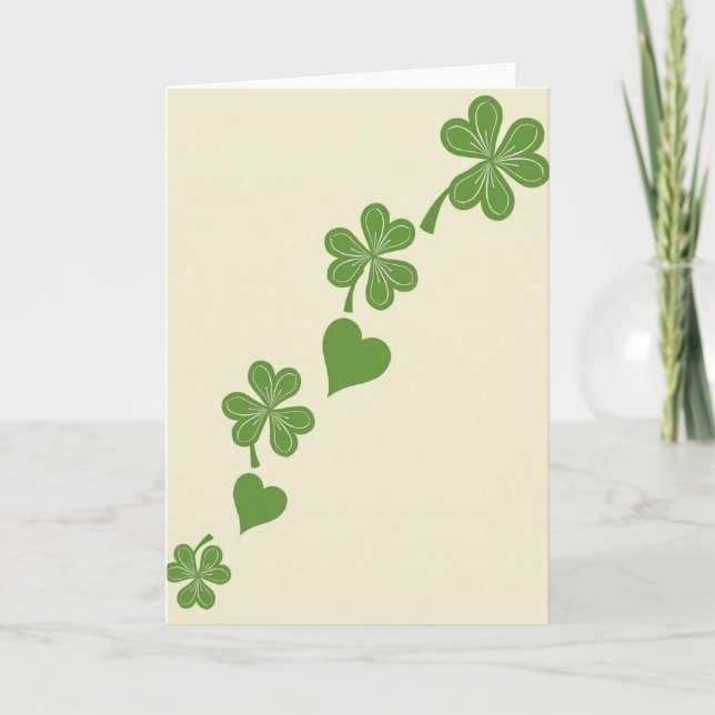 Lucky Hearts Green Clover Card (Front)