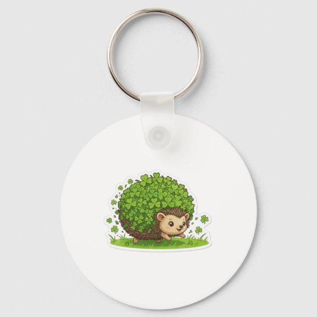 Lucky Hedgehog St.Patrick's Day Keychain (Front)