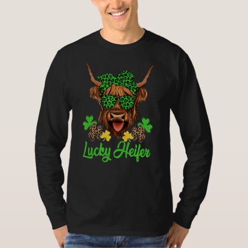 Lucky Heifer Happy St Patricks Day Funny Leopard C T_Shirt