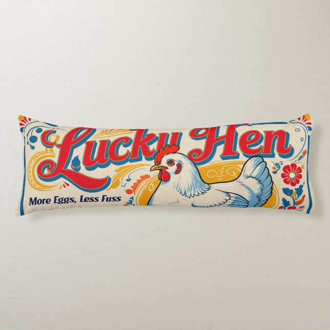 Lucky Hen Retro Feed Sack Design Body Pillow (Front)