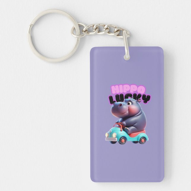 Lucky Hippo Acrylic Keychain (Front)