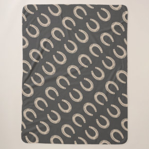 Lucky Horse Shoe Sherpa Blanket