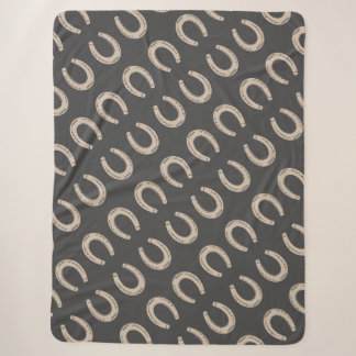 Lucky Horse Shoe Sherpa Blanket