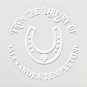 Lucky Horseshoe 4 Leaf Clover Library Book Name Embosser