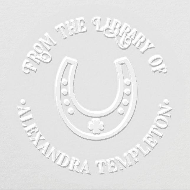 Lucky Horseshoe 4 Leaf Clover Library Book Name Embosser (Design)