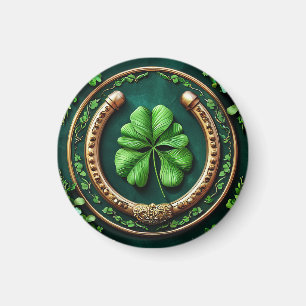 Lucky Horseshoe and Clover Design Magnet