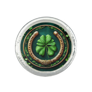 Lucky Horseshoe and Clover Design Ring