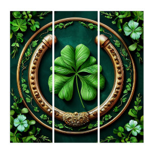 Lucky Horseshoe and Clover Design Triptych