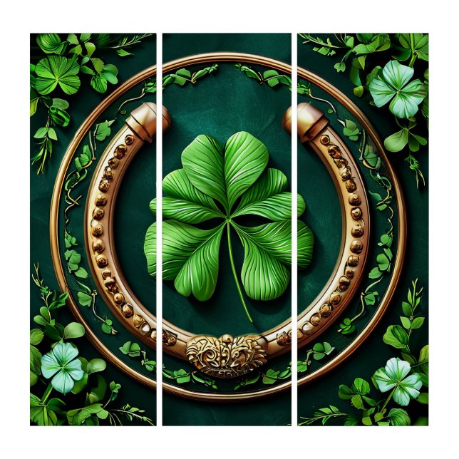 Lucky Horseshoe and Clover Design Triptych (Front)