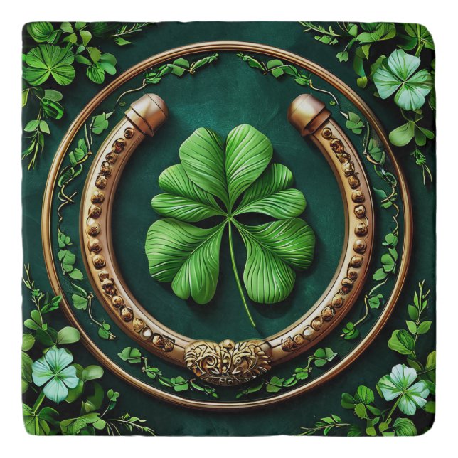 Lucky Horseshoe and Clover Design Trivet (Front)
