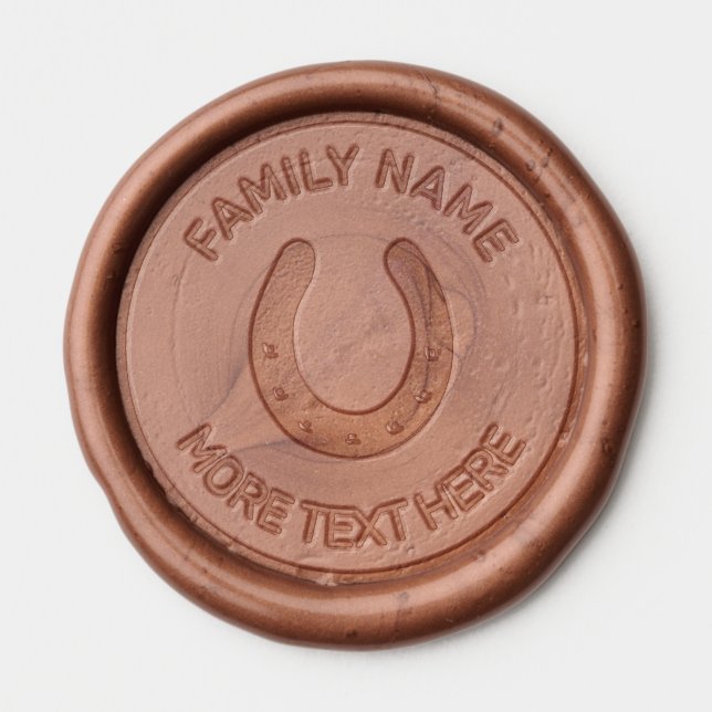 Lucky Horseshoe and Editable Text Wax Seal Sticker (Front)