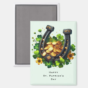 Lucky Horseshoe and Gold Coins St. Patrick's Day Magnet
