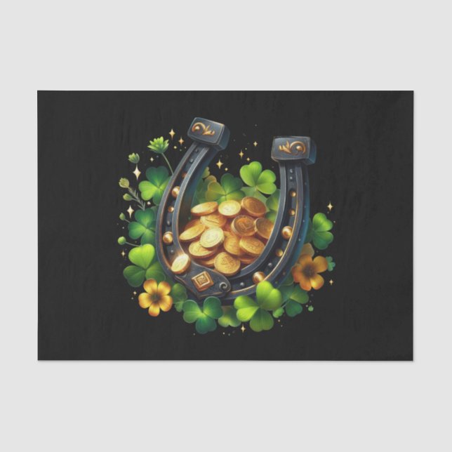 Lucky Horseshoe and Gold Coins Tissue Paper (Front)