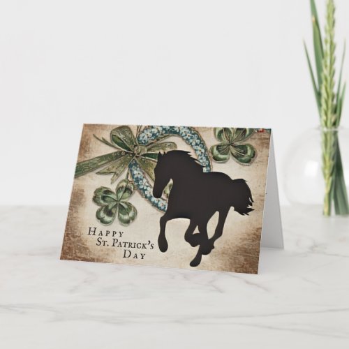 Lucky Horseshoe and Horse St Patricks Day Card
