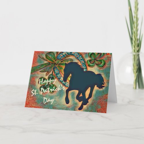 Lucky Horseshoe and Horse St Patricks Day Card