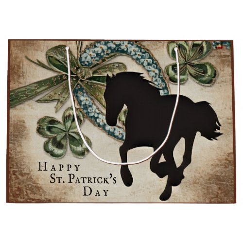 Lucky Horseshoe and Horse St Patricks Day Card Large Gift Bag