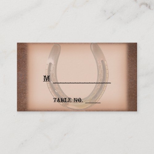 Lucky Horseshoe Brown Leather Wedding Place Cards Business Card Template