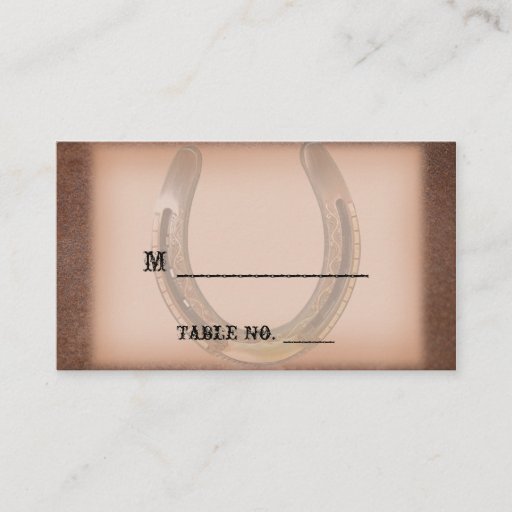 Customizable Lucky Horseshoe Brown Leather Wedding Place Cards Business Card Template