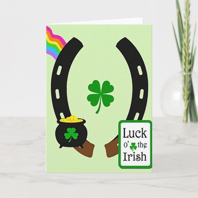 Lucky Horseshoe Clover Card (Front)