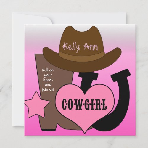 Lucky Horseshoe Cowgirl Birthday Invitation
