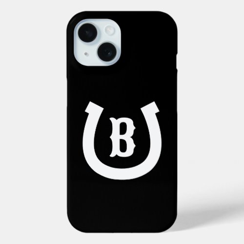 Lucky horseshoe equestrian logo custom monogram  iPhone 15 case