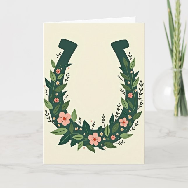 Lucky Horseshoe Floral Art Card (Front)