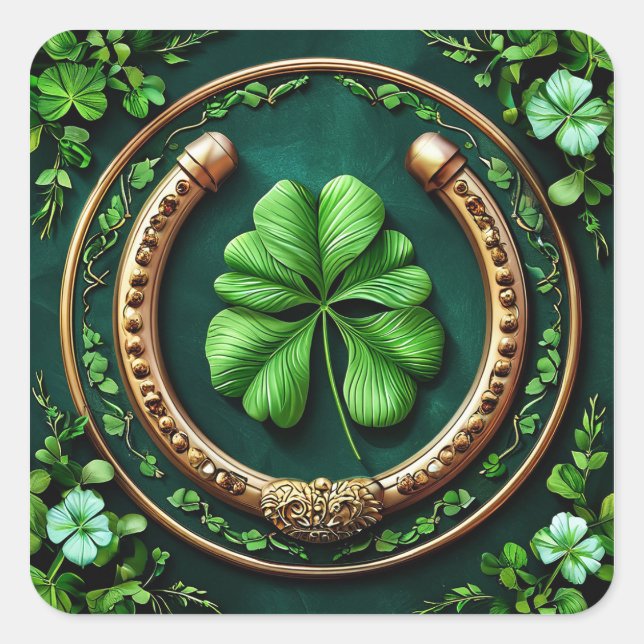 Lucky Horseshoe for Positive Energy & Gift 🍀🐎 Square Sticker (Front)