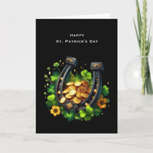 Lucky Horseshoe & Gold Coins St. Patrick's Day Holiday Card