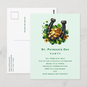 Lucky Horseshoe & Gold Coins St. Patrick's Day Postcard