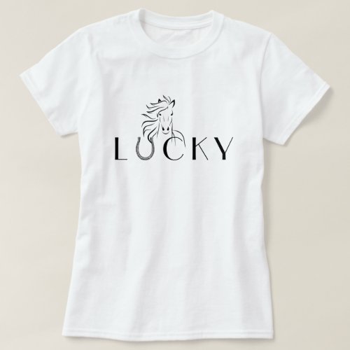 Lucky Horseshoe Horse Equestrian Rider T_Shirt