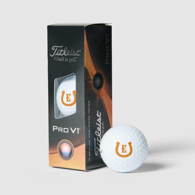 Lucky horseshoe logo custom monogram Titleist Golf Balls (Packaging)