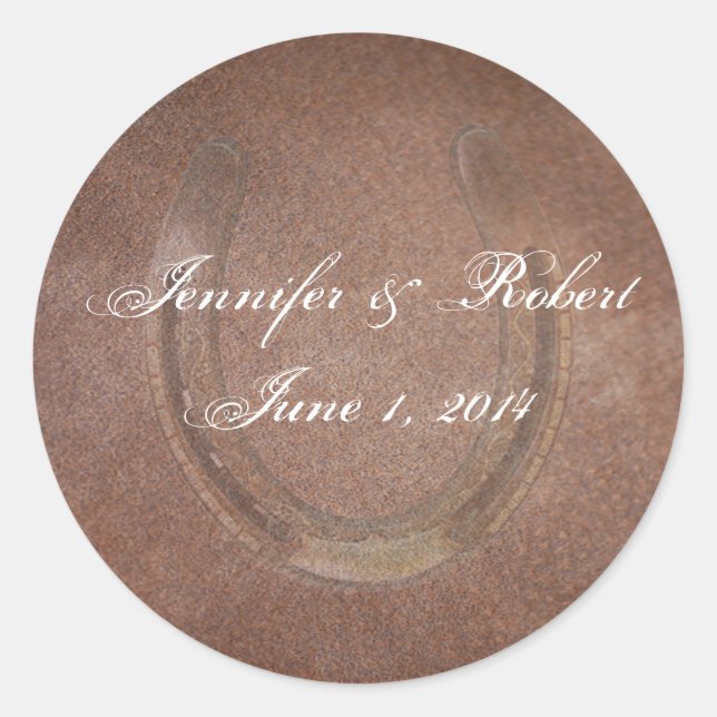 Lucky Horseshoe on Brown Leather Envelope Seal (Front)