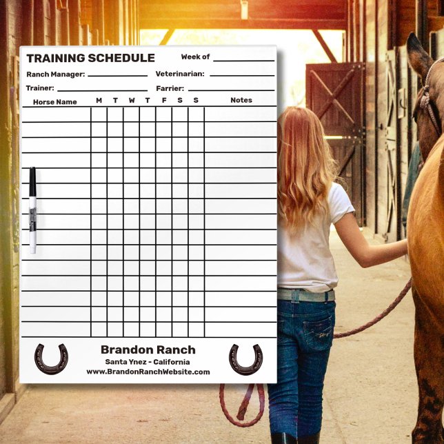 Lucky Horseshoe Ranch Weekly Training Schedule Dry Erase Board (Creator Uploaded)