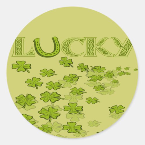 Lucky HorseShoe Shamrocks Classic Round Sticker