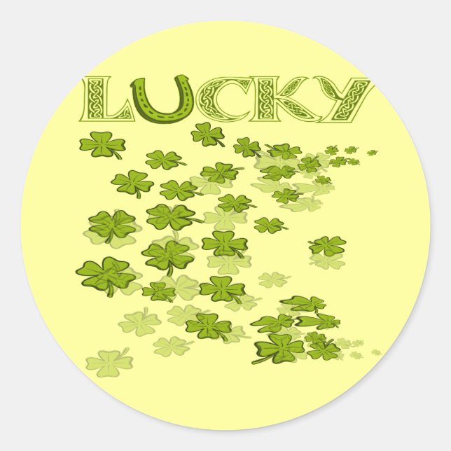 Lucky HorseShoe Shamrocks Classic Round Sticker (Front)