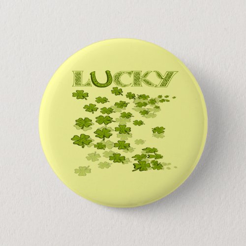 Lucky HorseShoe Shamrocks Pinback Button