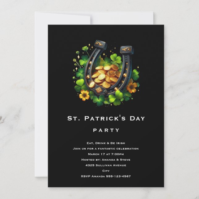 Lucky Horseshoe St. Patrick's Day Invitation (Front)