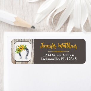 Lucky Horseshoe, Sunflower Bridal Shower Address Label