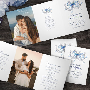 Lucky Horseshoe Wedding Program blue ribbon photo