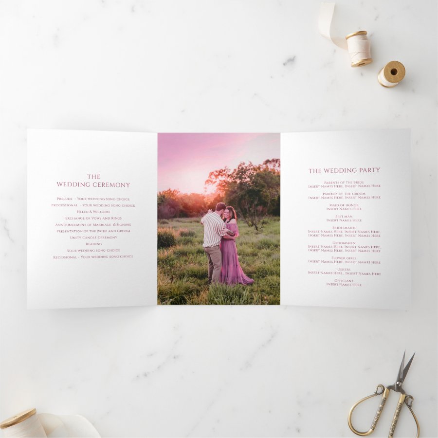 Lucky Horseshoe Wedding Program pink ribbon photo 