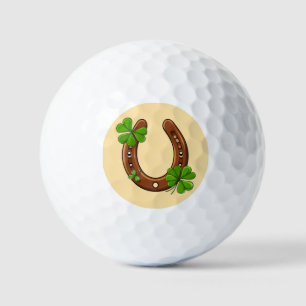 Lucky Horseshoe With Green Shamrocks Golf Balls