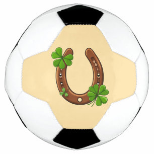Lucky Horseshoe With Green Shamrocks Soccer Ball