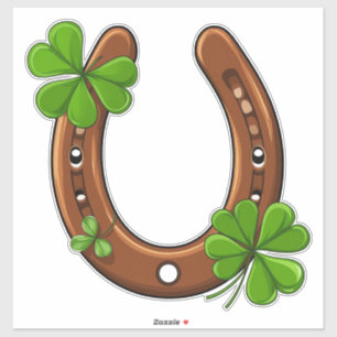 Lucky Horseshoe With Green Shamrocks Sticker
