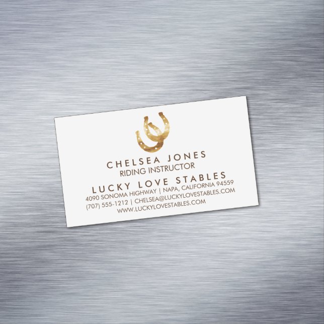 Lucky Horseshoes Equestrian Business Card Magnet (In Situ)