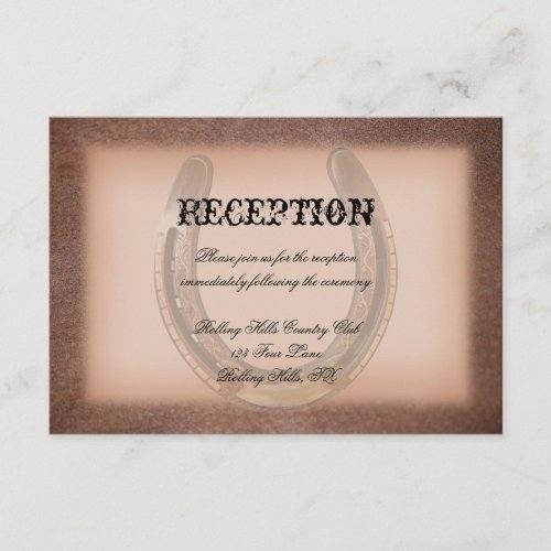 Lucky Horseshoes on Brown Wedding Reception Personalized Invitation