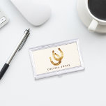 Lucky Horseshoes Personalized Case For Business Cards<br><div class="desc">Design features two golden watercolor horseshoes and your name or choice of text. Perfect for horse trainers,  riding instructors,  stable owners and other equestrian occupations! Matching business cards and accessories are available in our shop.</div>